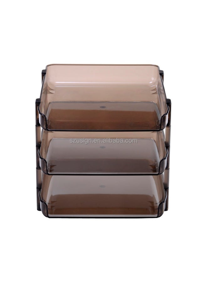 مجموعة ادراج ملفات قابلة للطي مناسبة للمستندات مقاس A4 مكونة من 3 قطع لون بني - Image 2